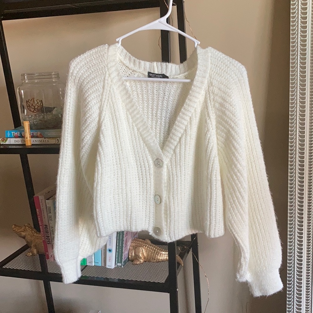 Nasty Gal white knit cardigan - NWOT